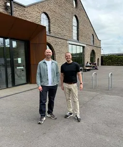 Tom Harber and Oscar De Mello outside The Sheds in Bristol